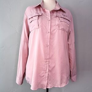 🌸 Jessie Kidden L Convertible Sun Shirt — Pink UPF 40+ Quick-Dry Vented Back